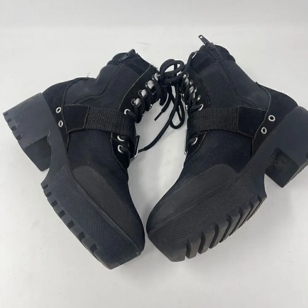 Steve Madden Women's Nayra Platform Lace Up Black Mult Booties Size 7